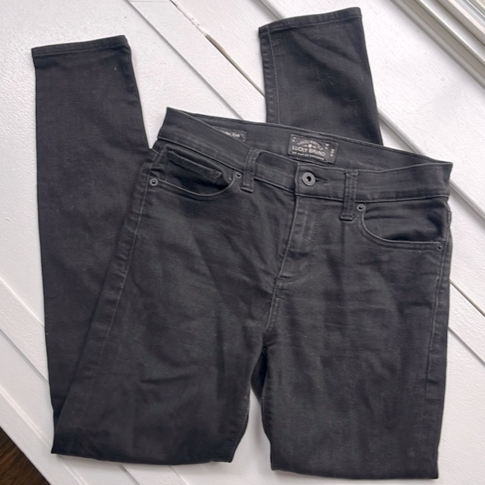 π Lucky Brand 'Brooke' Legging β’ Dark Black Wash Skinny Stretch Jeans β’ Sz 6/28 - Picture 2 of 12